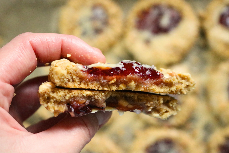 Peanut Butter and Jelly Thumbprint Cookies